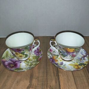 Vintage Duchess Bone China Tea Cups & Saucers Set Floral Pattern England